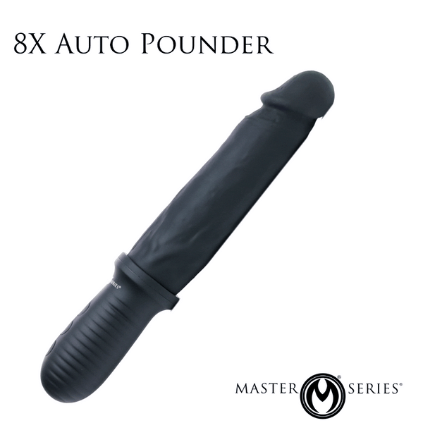 8X Auto Pounder Vibrating and Thrusting Dildo with Handle - Black