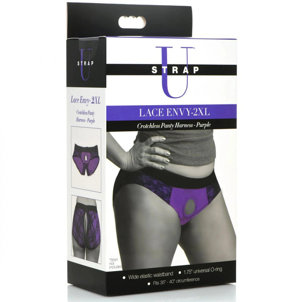Plus Size Lace Envy Crotchless Panty Harness - Plus Size