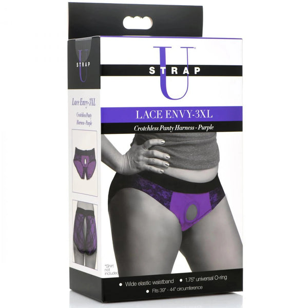 Plus Size Lace Envy Crotchless Panty Harness - Plus Size
