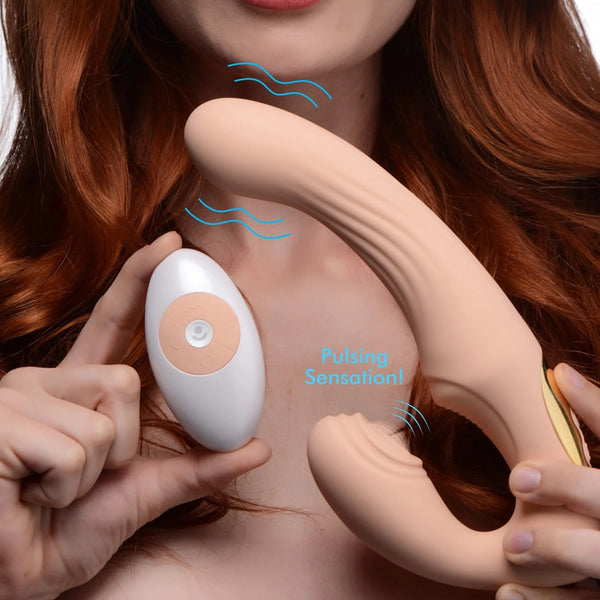 15X U-Pulse Silicone Pulsating and Vibrating Strapless Strap-on with Remote