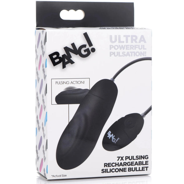 7X Pulsing Rechargeable Silicone Vibrator - Black