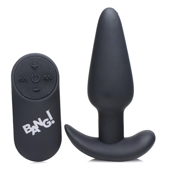 Remote Control 21X Vibrating Silicone Butt Plug - Black