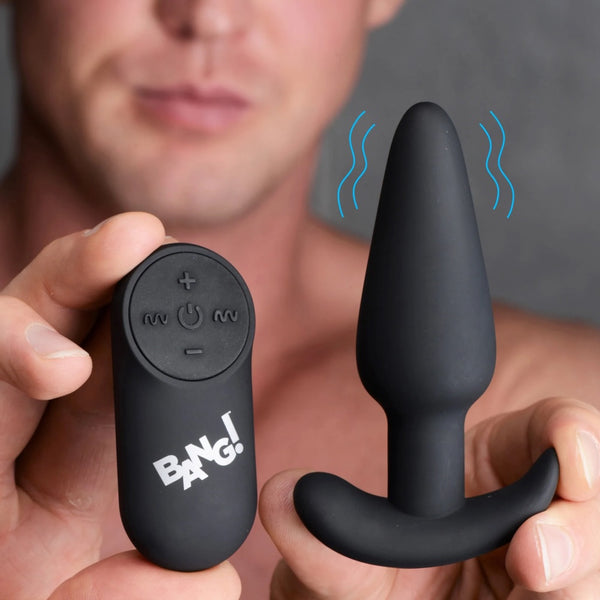 Remote Control 21X Vibrating Silicone Butt Plug - Black