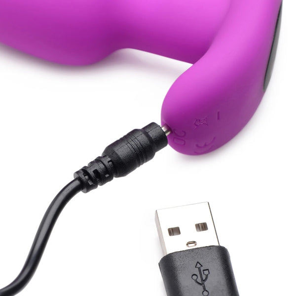 Remote Control 21X Vibrating Silicone Butt Plug - Purple