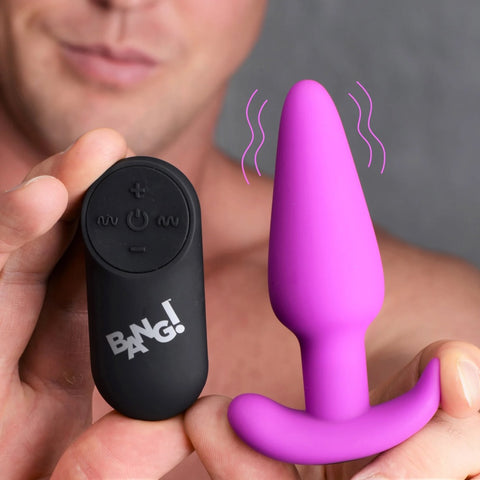 Remote Control 21X Vibrating Silicone Butt Plug - Purple