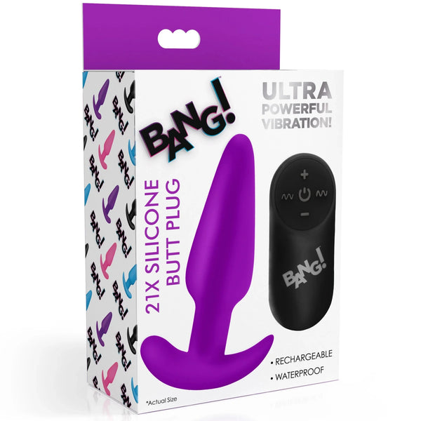 Remote Control 21X Vibrating Silicone Butt Plug - Purple