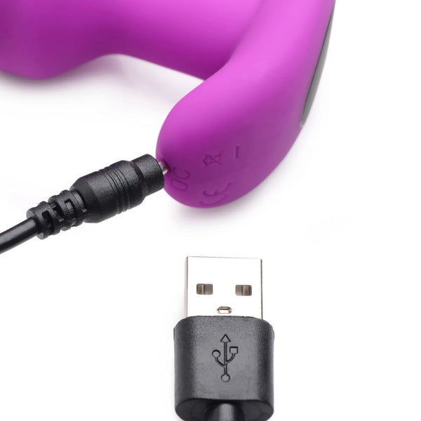 Remote Control 21X Vibrating Silicone Swirl Butt Plug - Purple