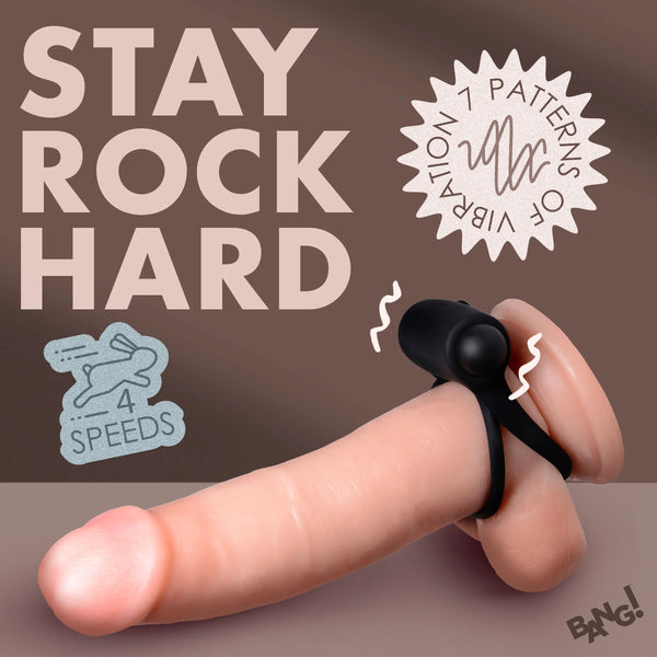 Remote Control 28X Vibrating Cock Ring and Bullet - Black