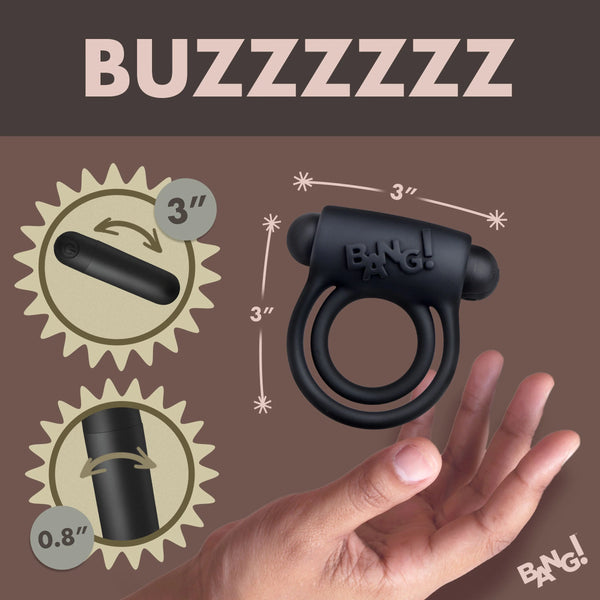 Remote Control 28X Vibrating Cock Ring and Bullet - Black