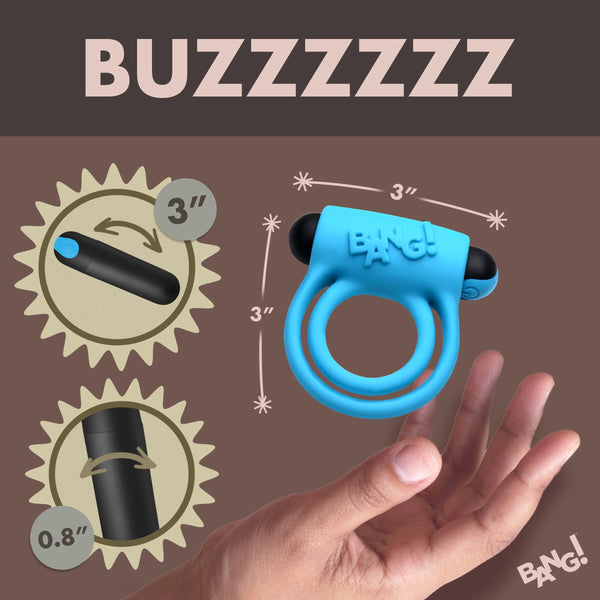 Remote Control 28X Vibrating Cock Ring and Bullet - Blue