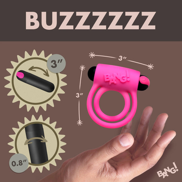 Remote Control 28X Vibrating Cock Ring and Bullet - Pink