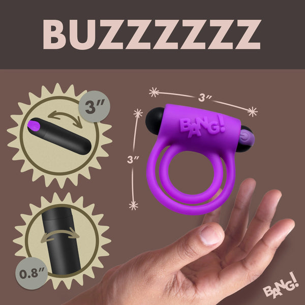 Remote Control 28X Vibrating Cock Ring and Bullet - Purple