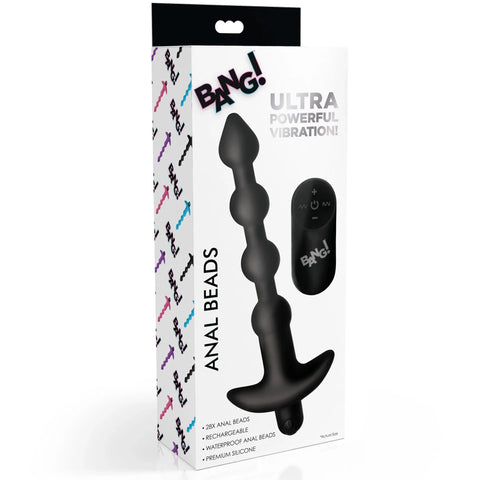 Remote Control Vibrating Silicone Anal Beads - Black