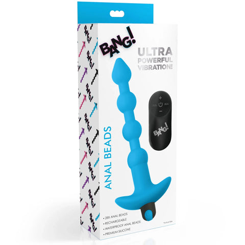 Remote Control Vibrating Silicone Anal Beads - Blue