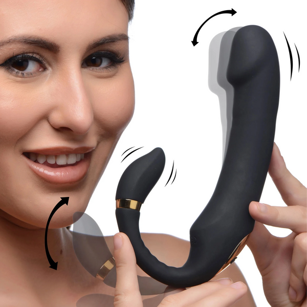 10X Pleasure Pose Come Hither Rechargeable Silicone Vibrator with Posable Clit Stimulator
