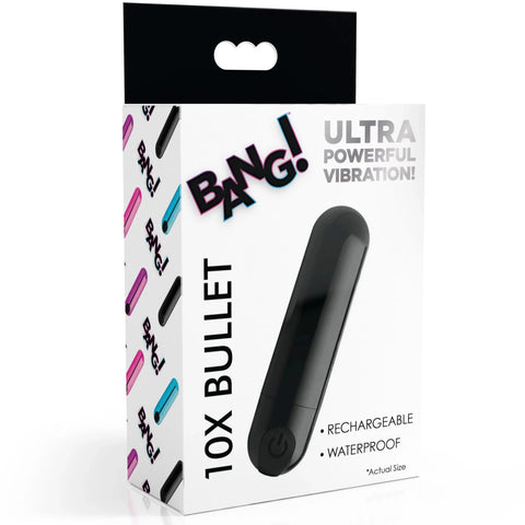 10X Rechargeable Vibrating Metallic Bullet - Black