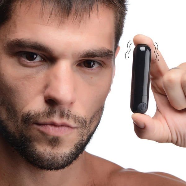 10X Rechargeable Vibrating Metallic Bullet - Black