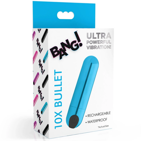 10X Rechargeable Vibrating Metallic Bullet - Blue