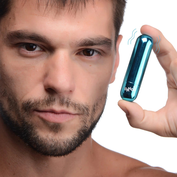 10X Rechargeable Vibrating Metallic Bullet - Blue