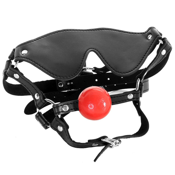 STRICT Blindfold Harness and Ball Gag - Extreme Toyz Singapore - https://extremetoyz.com.sg - Sex Toys and Lingerie Online Store