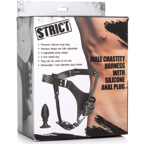 Male Chastity Harness with Silicone Anal Plug