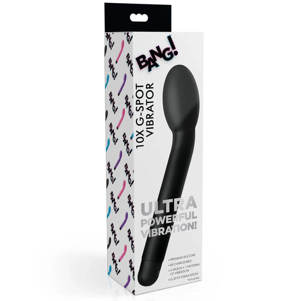 10X Rechargeable Silicone G-Spot Vibrator - Black