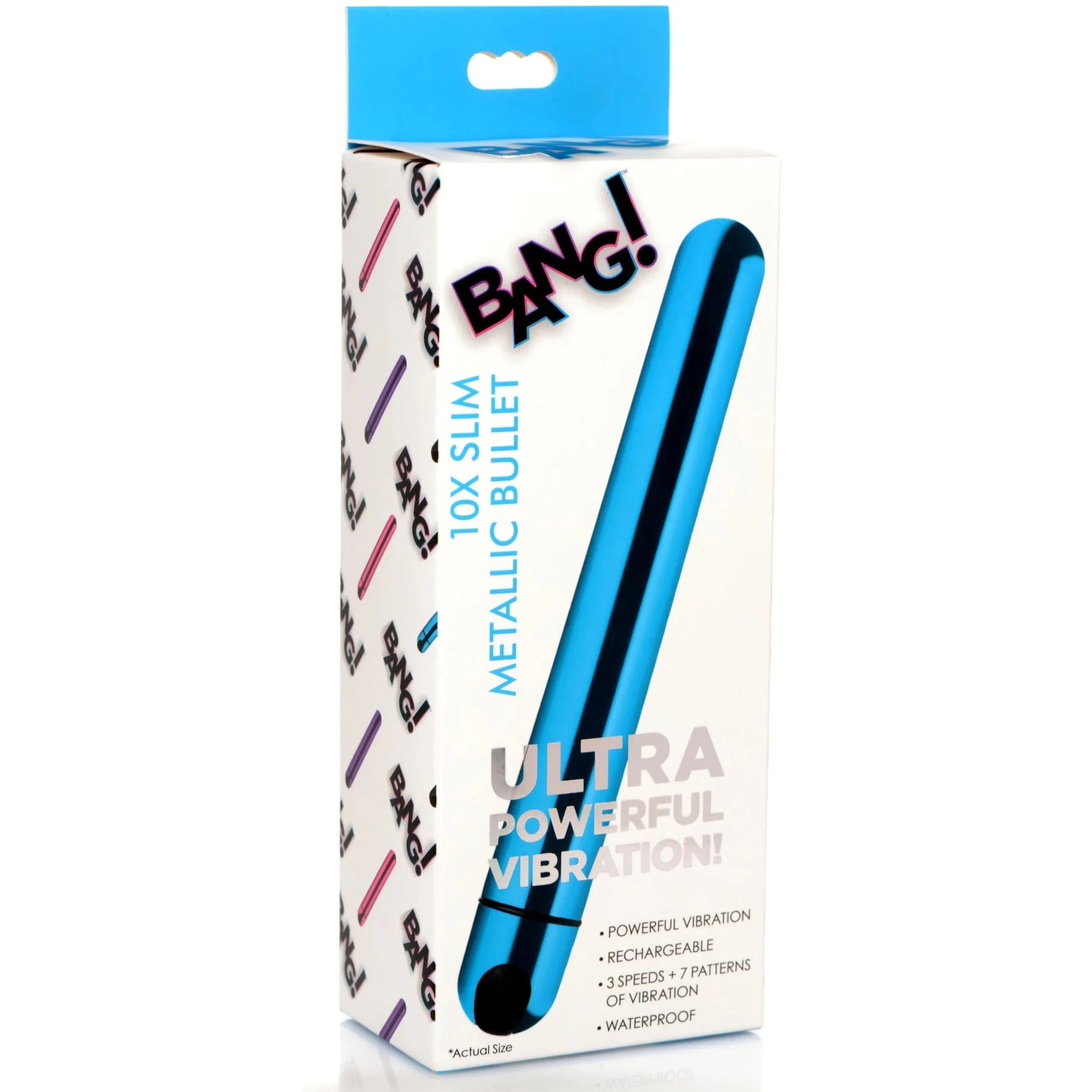 10X Rechargeable Slim Metallic Bullet - Blue