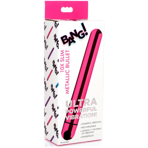 10X Rechargeable Slim Metallic Bullet - Pink