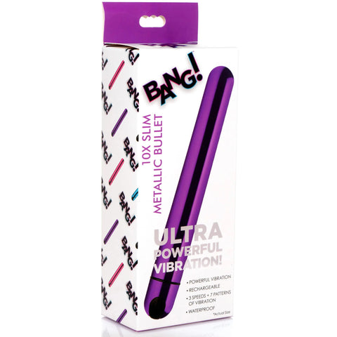 10X Rechargeable Slim Metallic Bullet - Purple