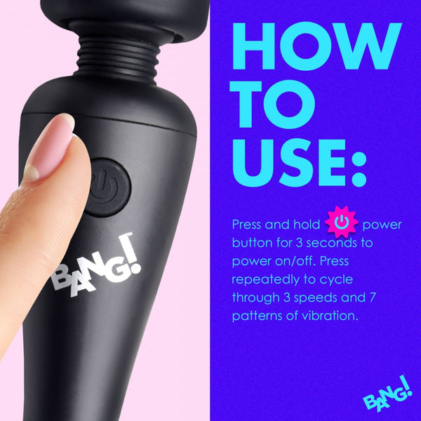 10X Ultra Powerful Rechargeable Silicone Mini Wand - Black