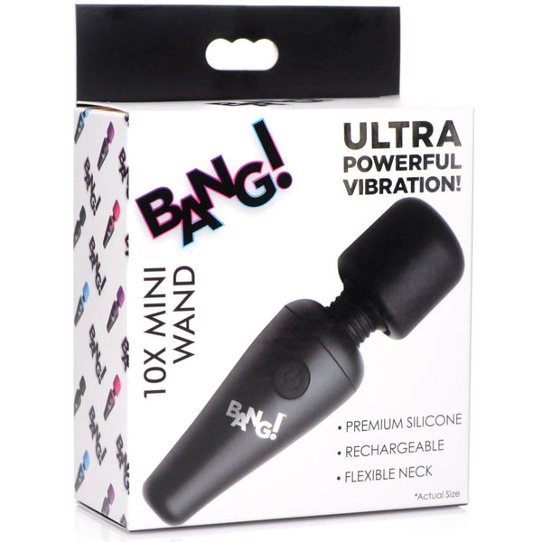 10X Ultra Powerful Rechargeable Silicone Mini Wand - Black