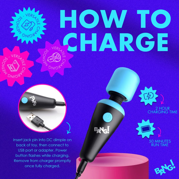 10X Ultra Powerful Rechargeable Silicone Mini Wand - Blue