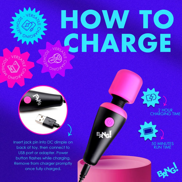 10X Ultra Powerful Rechargeable Silicone Mini Wand - Pink