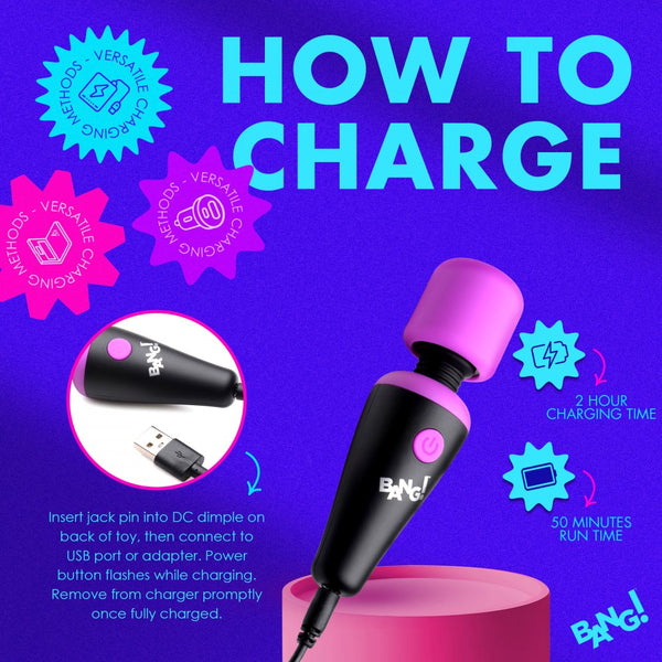 10X Ultra Powerful Rechargeable Silicone Mini Wand - Purple