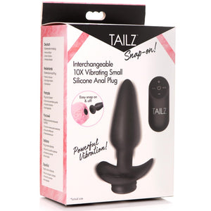 Snap-On! Interchangeable 10X Vibrating Silicone Anal Plug with Remote - Small