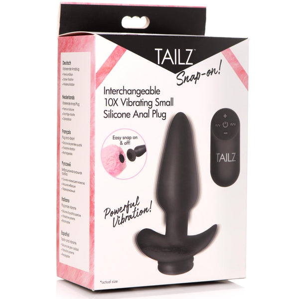 Snap-On! Interchangeable 10X Vibrating Silicone Anal Plug with Remote - Small