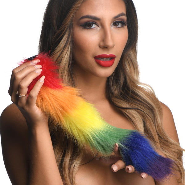 Snap-On! Interchangeable Fox Tail - Rainbow