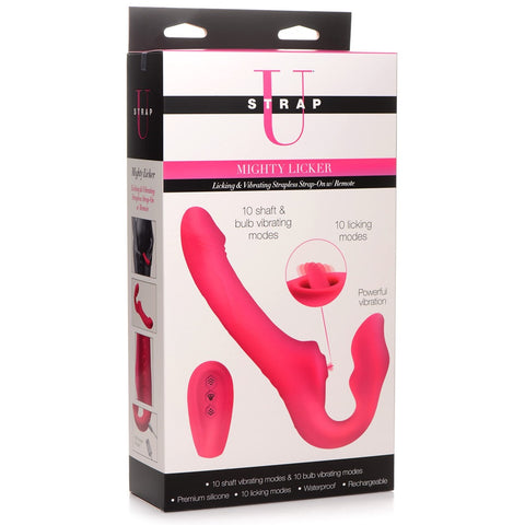 Strap U Licking and Vibrating Strapless Rechargeable Strap-On with Remote Control - Extreme Toyz Singapore - https://extremetoyz.com.sg - Sex Toys and Lingerie Online Store