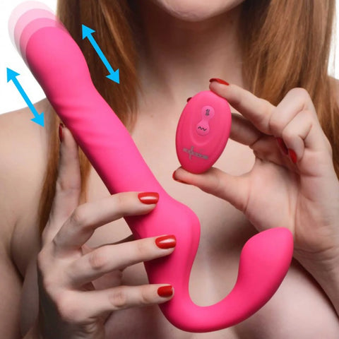 30X Thrusting and Vibrating Strapless Strap-On With Remote Control