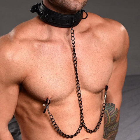 Collared Temptress Collar with Nipple Clamps