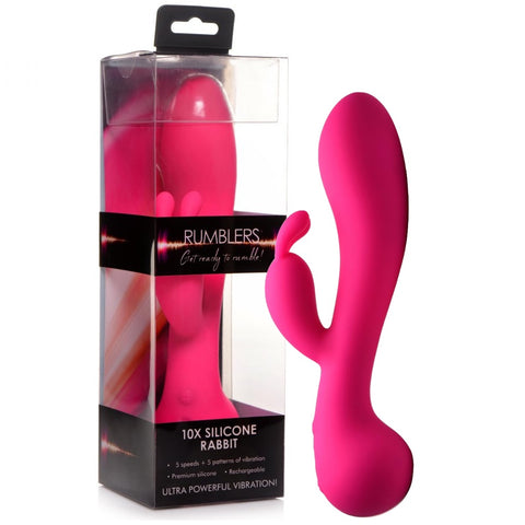 Rumblers 10X Rabbit Rechargeable Silicone Vibrator - Extreme Toyz Singapore - https://extremetoyz.com.sg - Sex Toys and Lingerie Online Store