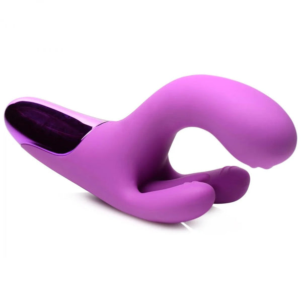10X Triple Rabbit Waterproof Silicone Vibrator - Purple