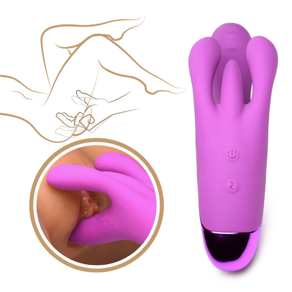 10X Triple Rabbit Waterproof Silicone Vibrator - Purple