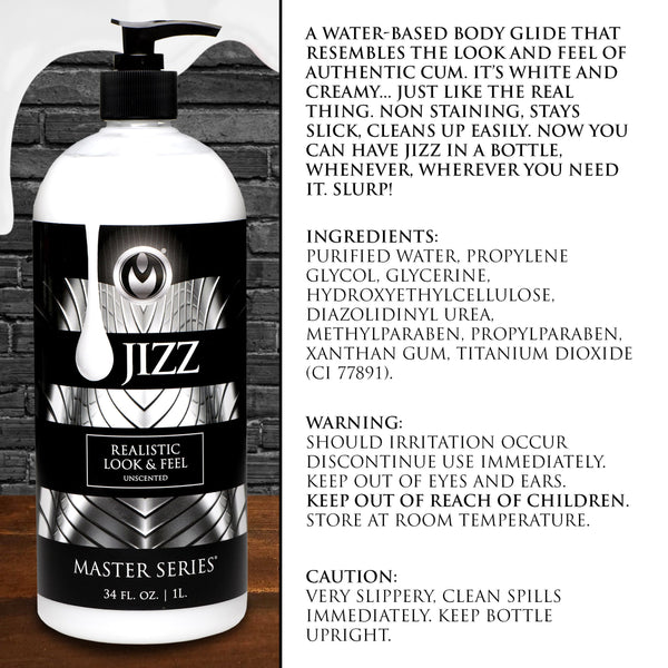 Master Series Jizz Unscented Water-Based Lube 34 oz. (1000ml) - Extreme Toyz Singapore - https://extremetoyz.com.sg - Sex Toys and Lingerie Online Store  Edit alt text