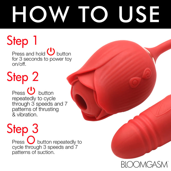 Romping Rose 10X Rechargeable Suction & Thrusting Vibrator