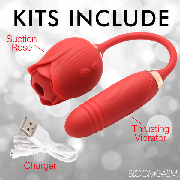 Romping Rose 10X Rechargeable Suction & Thrusting Vibrator