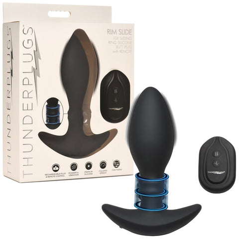 ThunderPlugs Rim Slide 10X Sliding Ring Silicone Rechargeable Butt Plug with Remote - Extreme Toyz Singapore - https://extremetoyz.com.sg - Sex Toys and Lingerie Online Store - Bondage Gear / Vibrators / Electrosex Toys / Wireless Remote Control Vibes / Sexy Lingerie and Role Play / BDSM / Dungeon Furnitures / Dildos and Strap Ons  / Anal and Prostate Massagers / Anal Douche and Cleaning Aide / Delay Sprays and Gels / Lubricants and more...