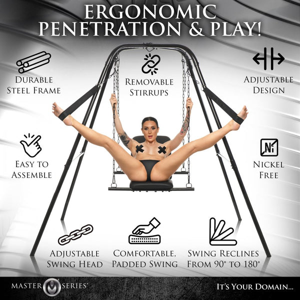 Master Series Throne Adjustable Sex Swing with Stand - Extreme Toyz Singapore - https://extremetoyz.com.sg - Sex Toys and Lingerie Online Store - Bondage Gear / Vibrators / Electrosex Toys / Wireless Remote Control Vibes / Sexy Lingerie and Role Play / BDSM / Dungeon Furnitures / Dildos and Strap Ons / Anal and Prostate Massagers / Anal Douche and Cleaning Aide / Delay Sprays and Gels / Lubricants and more...