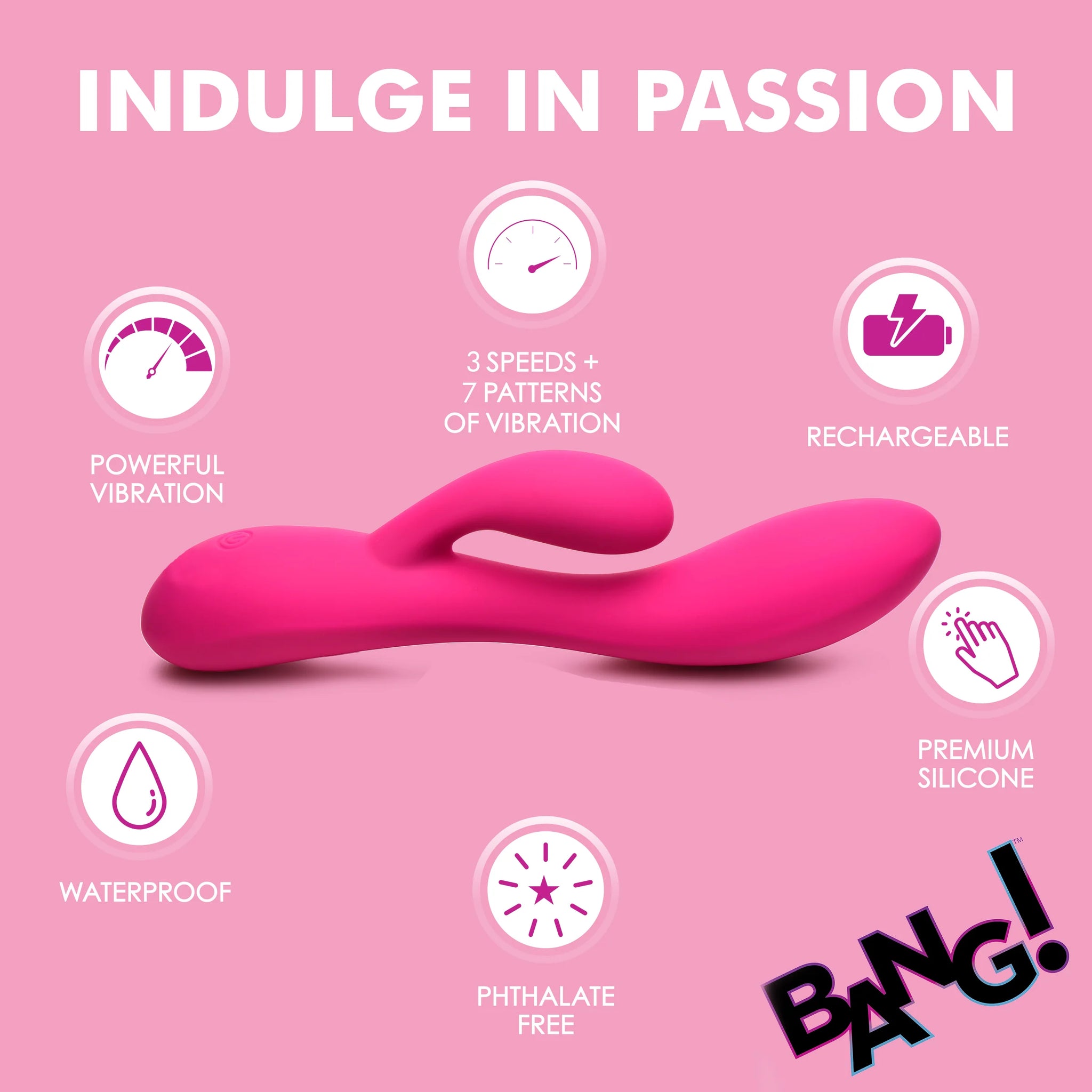 10X Flexible Silicone Rabbit Vibrator - Pink