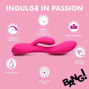 10X Flexible Silicone Rabbit Vibrator - Pink